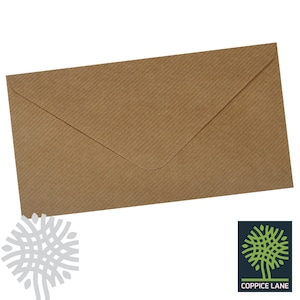 DL Brown Ribbed Kraft 100gsm Envelopes - 4 x 8" - 110 x 220mm - Premium Quality