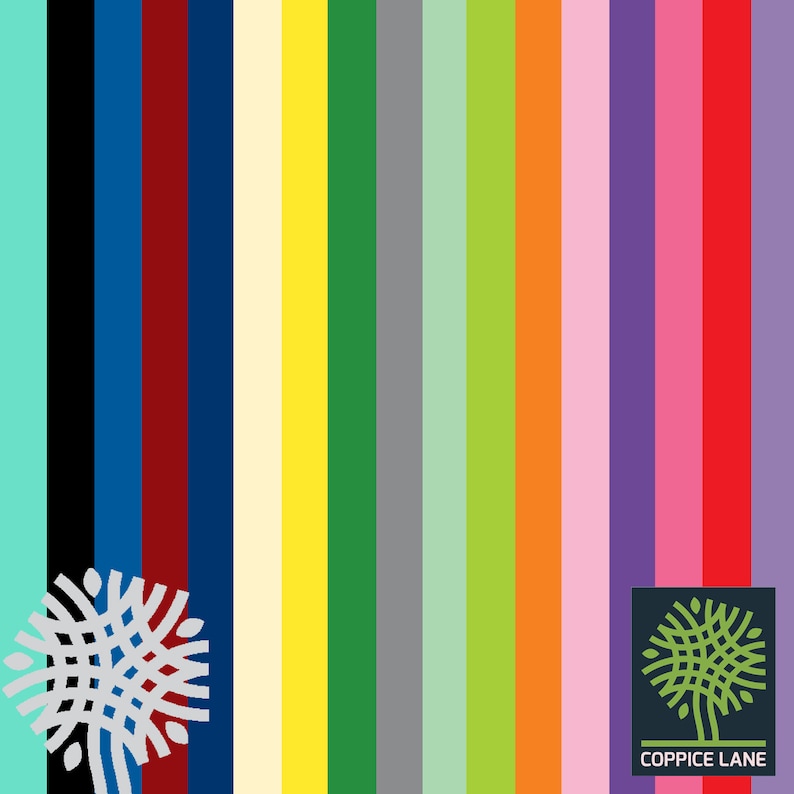 May include: A colorful striped background with a white and gray logo on the left and a green logo with the text "COPPICE LANE" on the right.