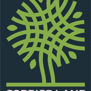 Puede incluir: Un &aacute;rbol estilizado verde con hojas, con el texto "COPPICE LANE" debajo.