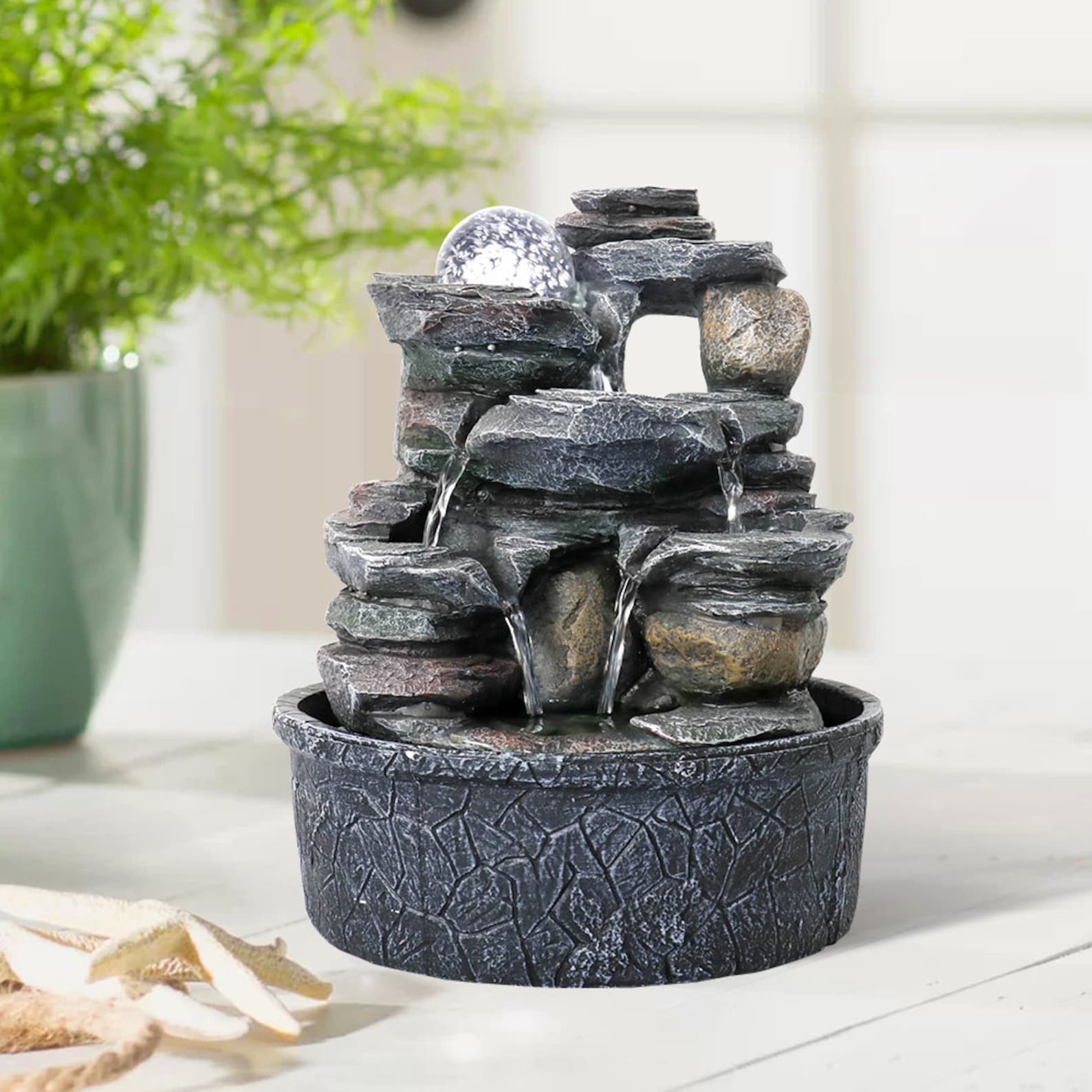 Desktop Fountain Tabletop Waterfall Fountain with Crystal Etsy