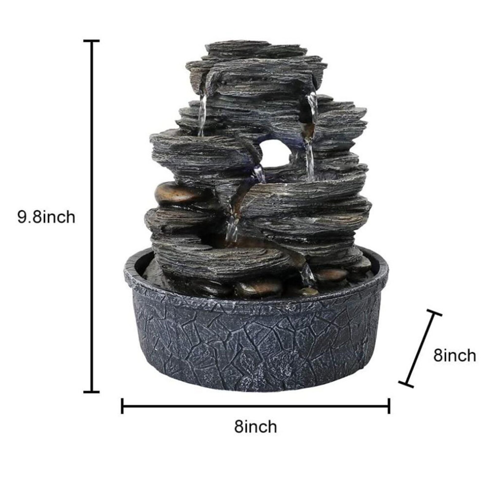 LED Lighted Tabletop Fountain 9.8 5Tiered 6 Water Flow Etsy