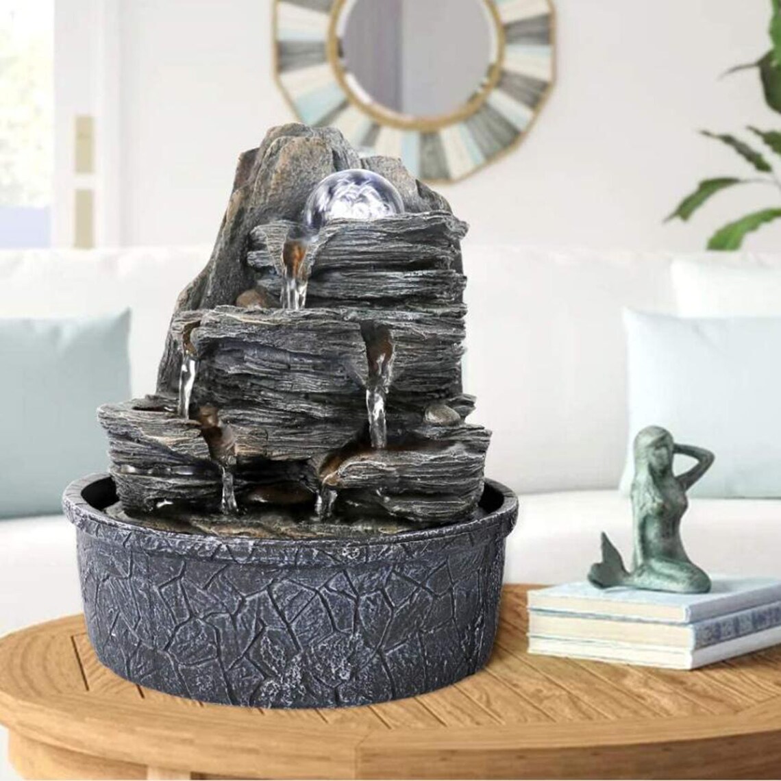 Rockery Indoor Water Fountain Zen Meditation Tabletop Etsy