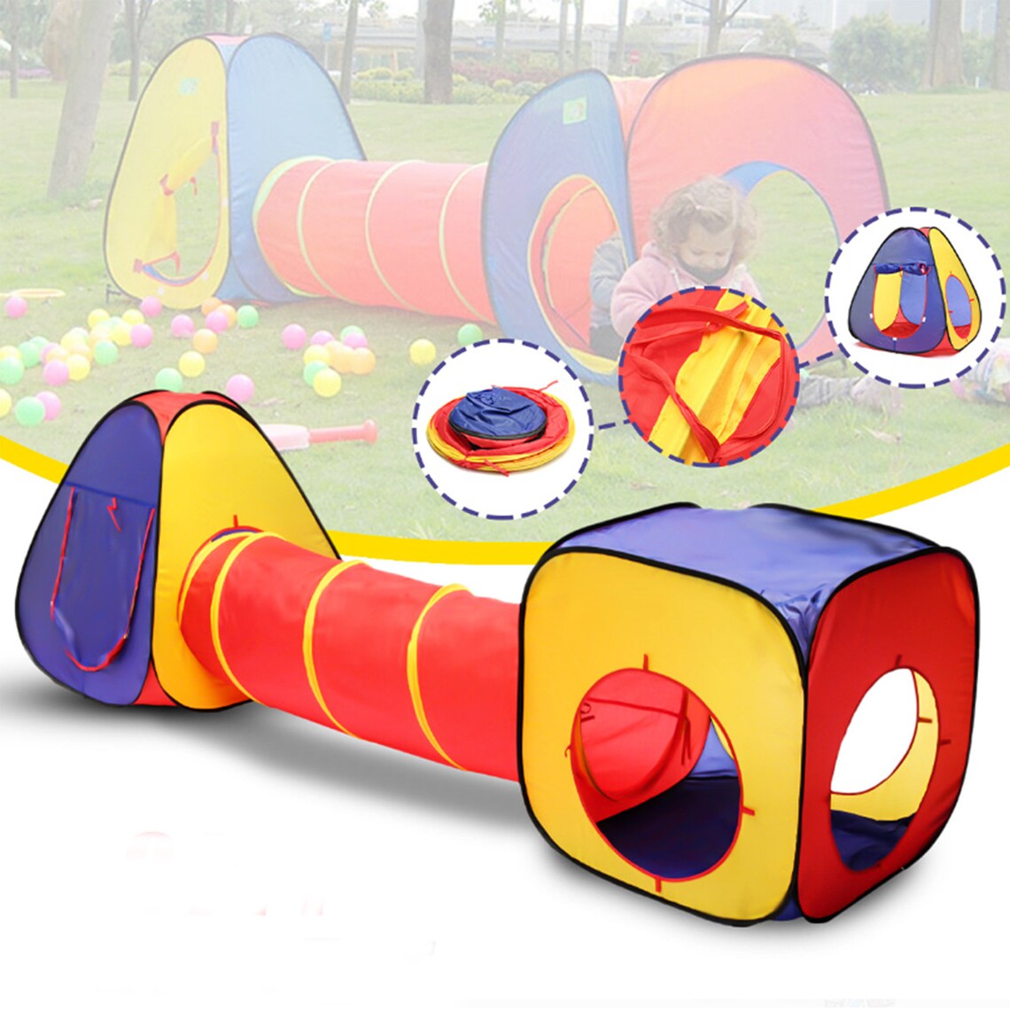3 in 1 Childrens Pop Up Play Tent with Tunnel Etsy