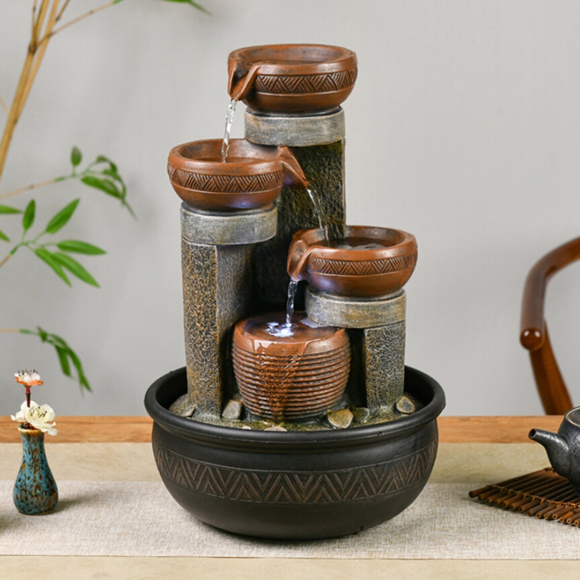 15.7''H Desktop Waterfall Fountain Decor Tabletop Etsy