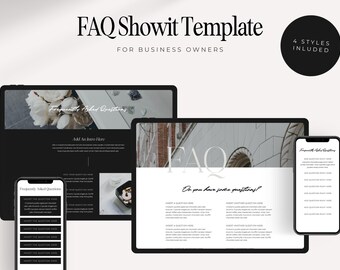 FAQ Showit Add On Template | Showit Template | Frequently Asked Questions | Business Template | Website Landing Page | FAQ Template