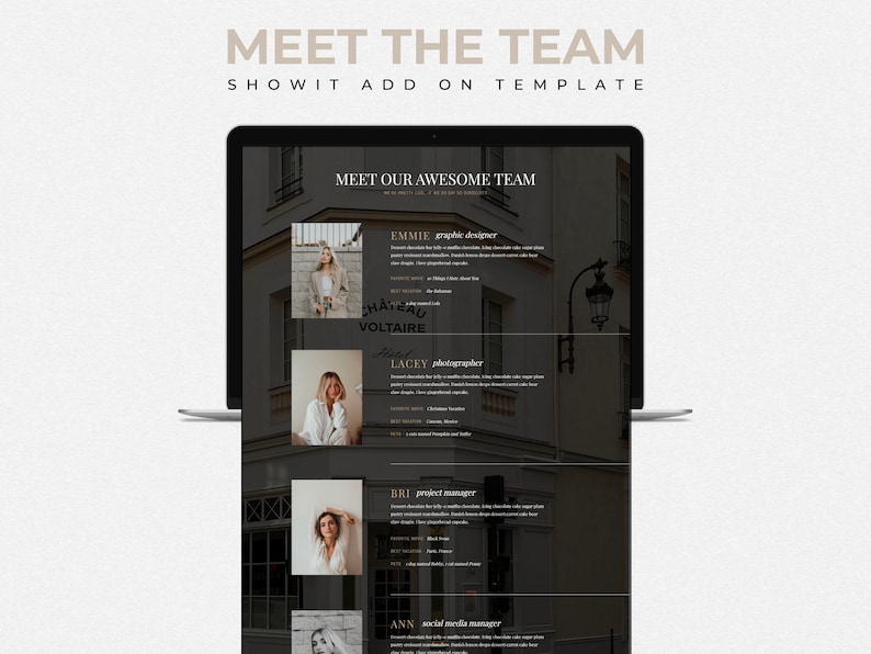 Meet the Team Showit Template Add-on Page | Web Page Design | Team ...