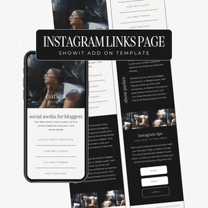 Instagram Link in Bio Template für Social-Media-Manager | Showit Vorlage Add-On-Vorlage | Instagram Landingpage