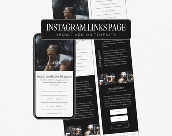 Instagram Link in Bio Template for Social Media Managers | Showit Template Add On Template | Instagram Landing Page
