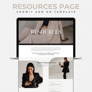 Resources Website Template Showit | Resources Add On Page | Showit Template | Showit Landing Page | Business Resources
