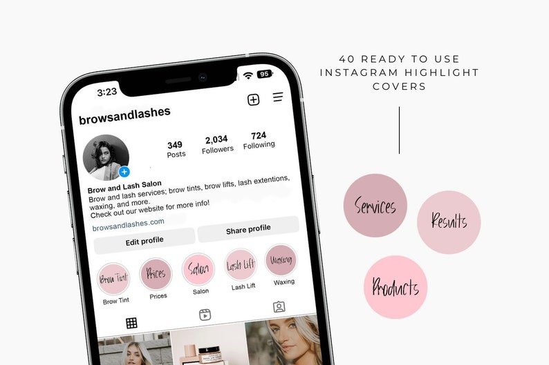 Brow and Lash Instagram Highlight Covers Instagram Feed Brand Kit ...