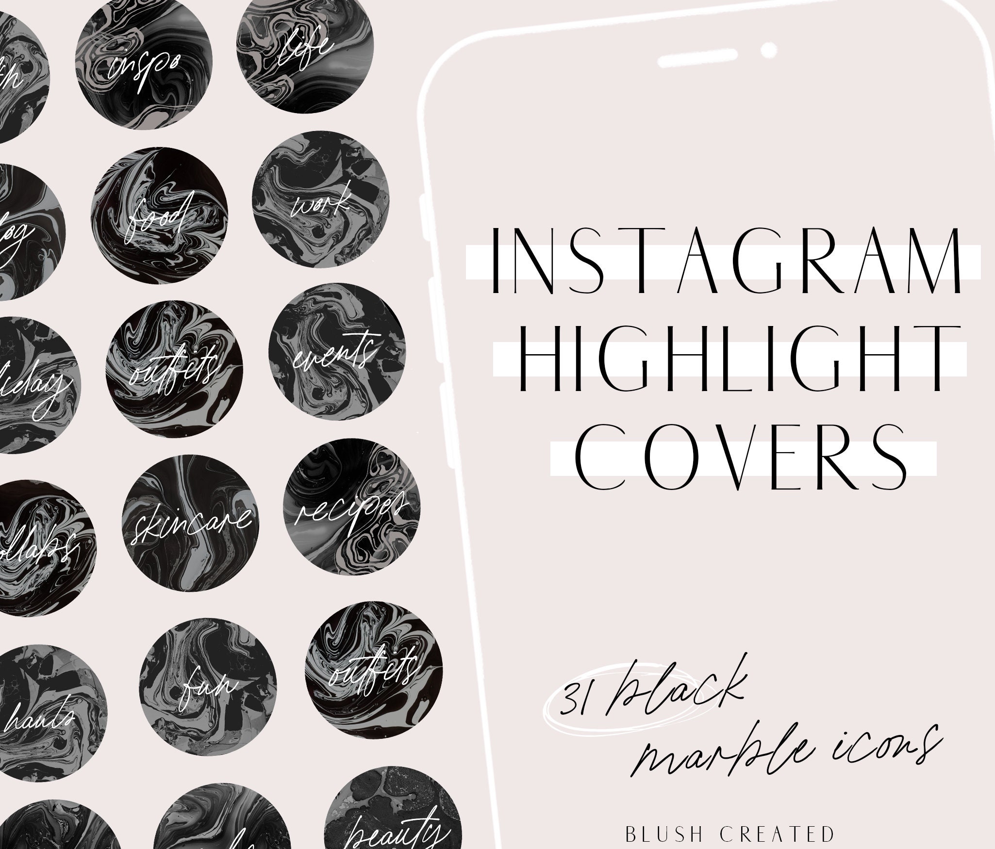 Marble Instagram Story Highlight Covers for Influencers & | Etsy