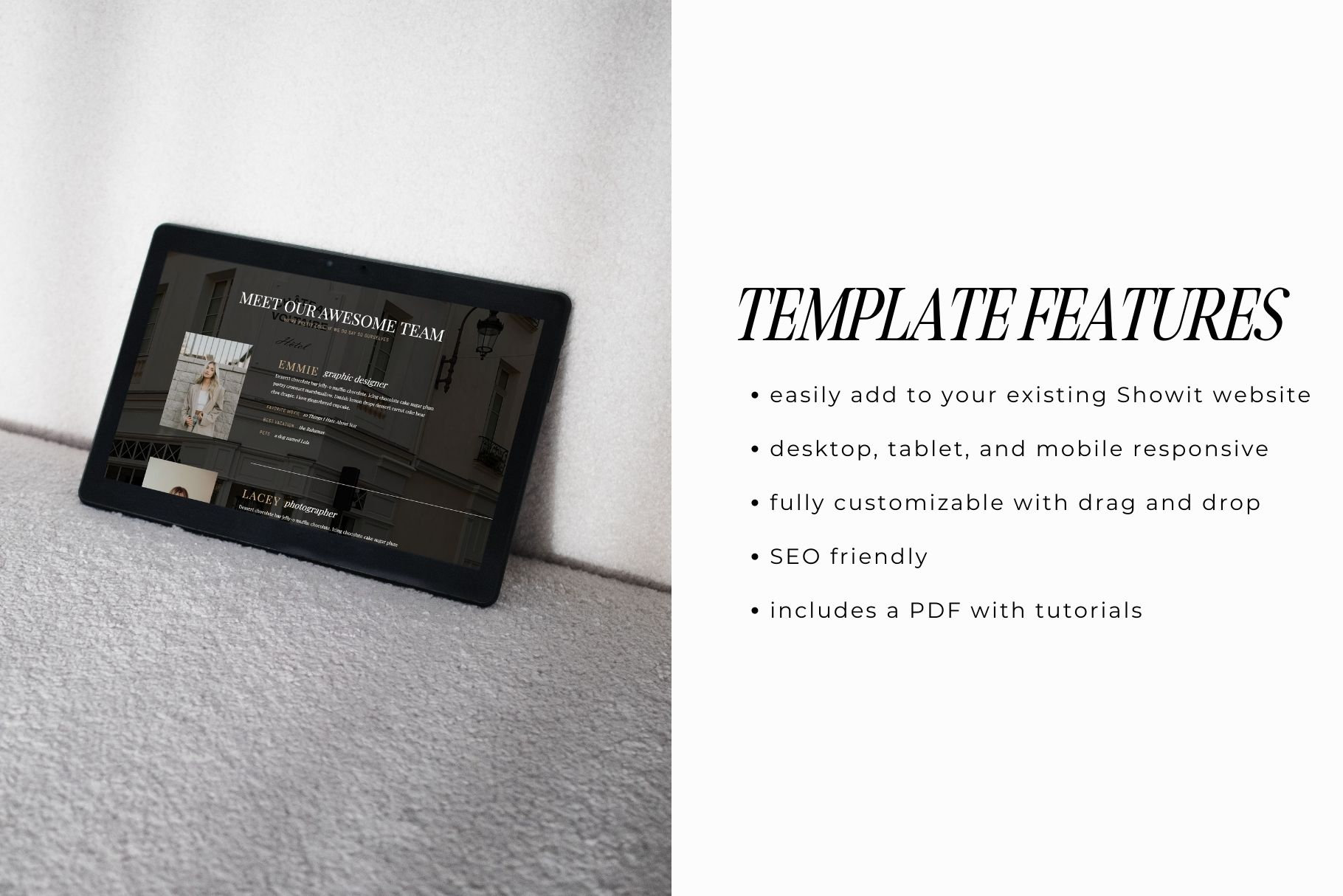 Meet the Team Showit Template Add-on Page | Web Page Design | Team ...
