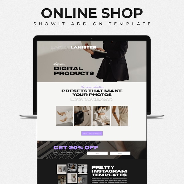 Online Shop Showit Template | Shopify Theme | Ecommerce Store | Web Site Design | Website Template | Course Creator