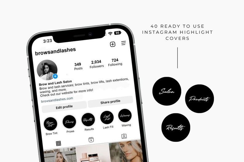 Instagram highlight covers for lash and brow techs