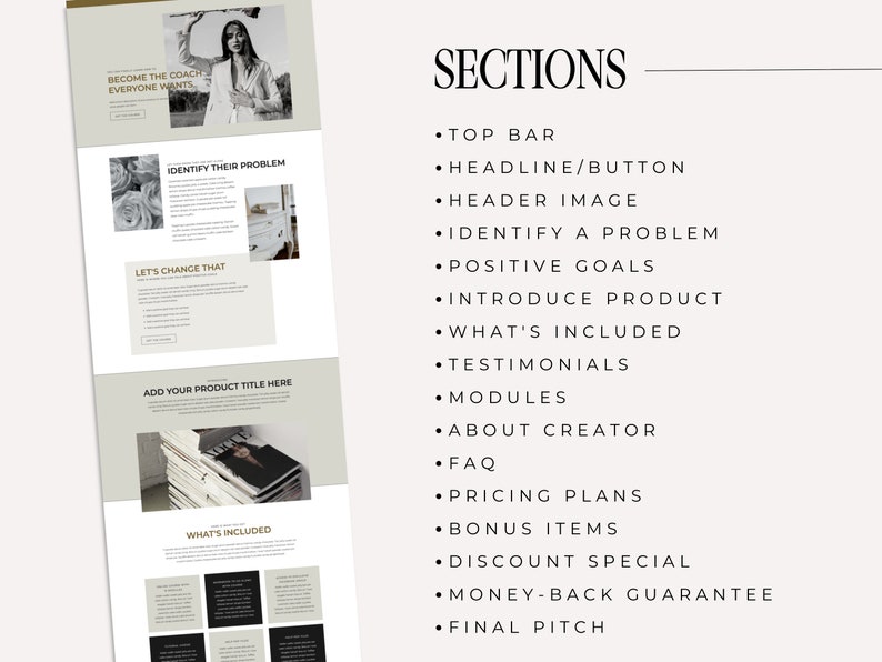 Showit Sales Page Template Landing Page Sales Funnel Web Etsy