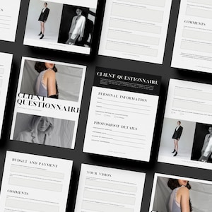 Photography Client Questionnaire Template | Booking Form | Client Intake Form | Photographer Business Form | Photography Template