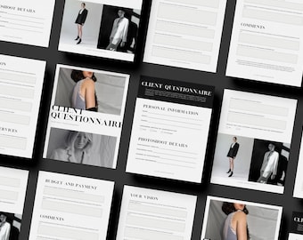 Photography Client Questionnaire Template | Booking Form | Client Intake Form | Photographer Business Form | Photography Template