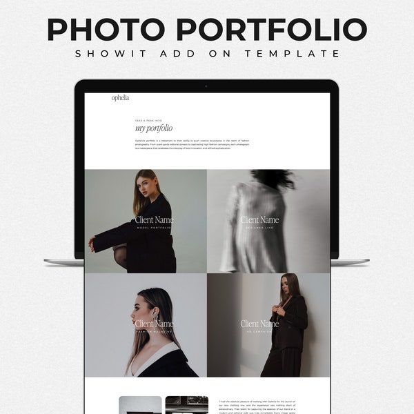 Portfolio Template Showit Add-On Page | Photographer Portfolio Template | Testimonial Templates  | Showit Template | Landing Page