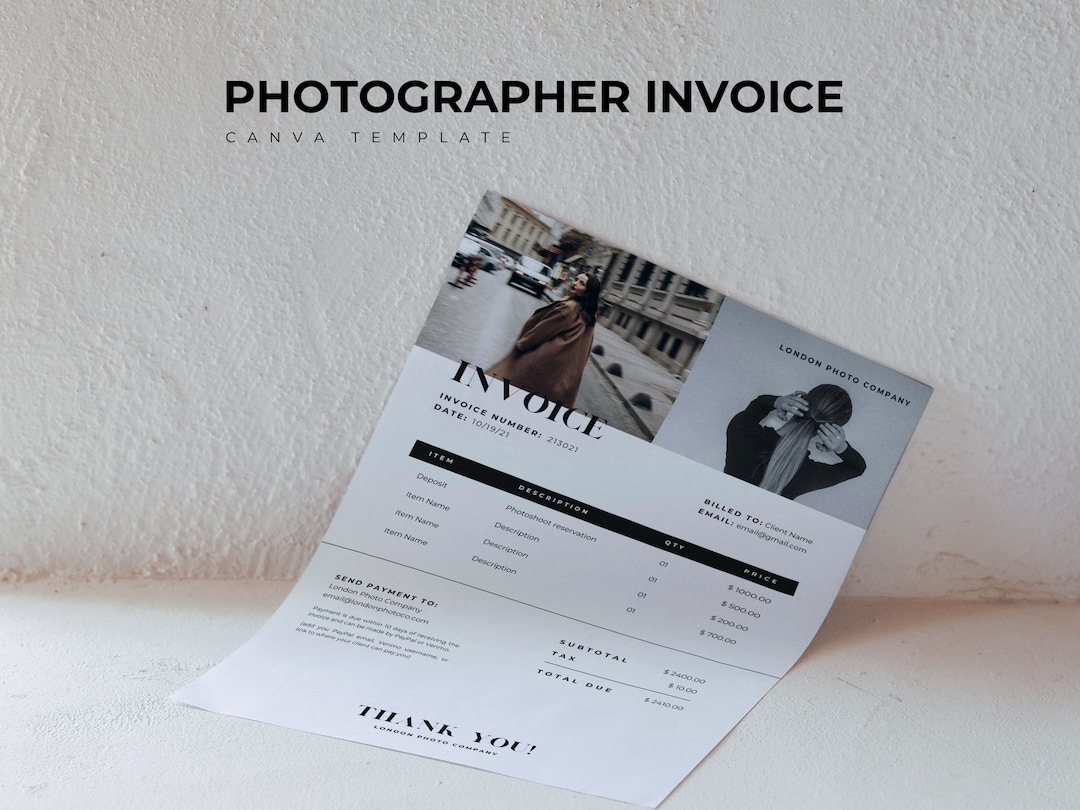 Photography Invoice Template | Canva Template | Customizable Invoice ...
