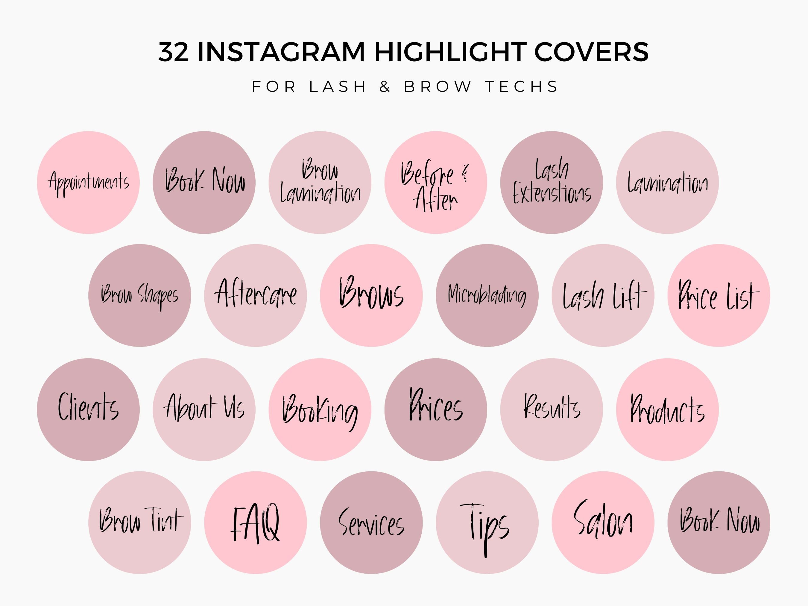 Brow and Lash Instagram Highlight Covers Instagram Feed Brand Kit ...