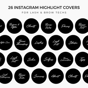 Instagram highlight covers for lash and brow techs