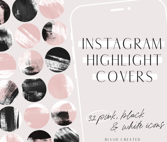 Black and Pink Instagram Story Highlight Covers for | Etsy