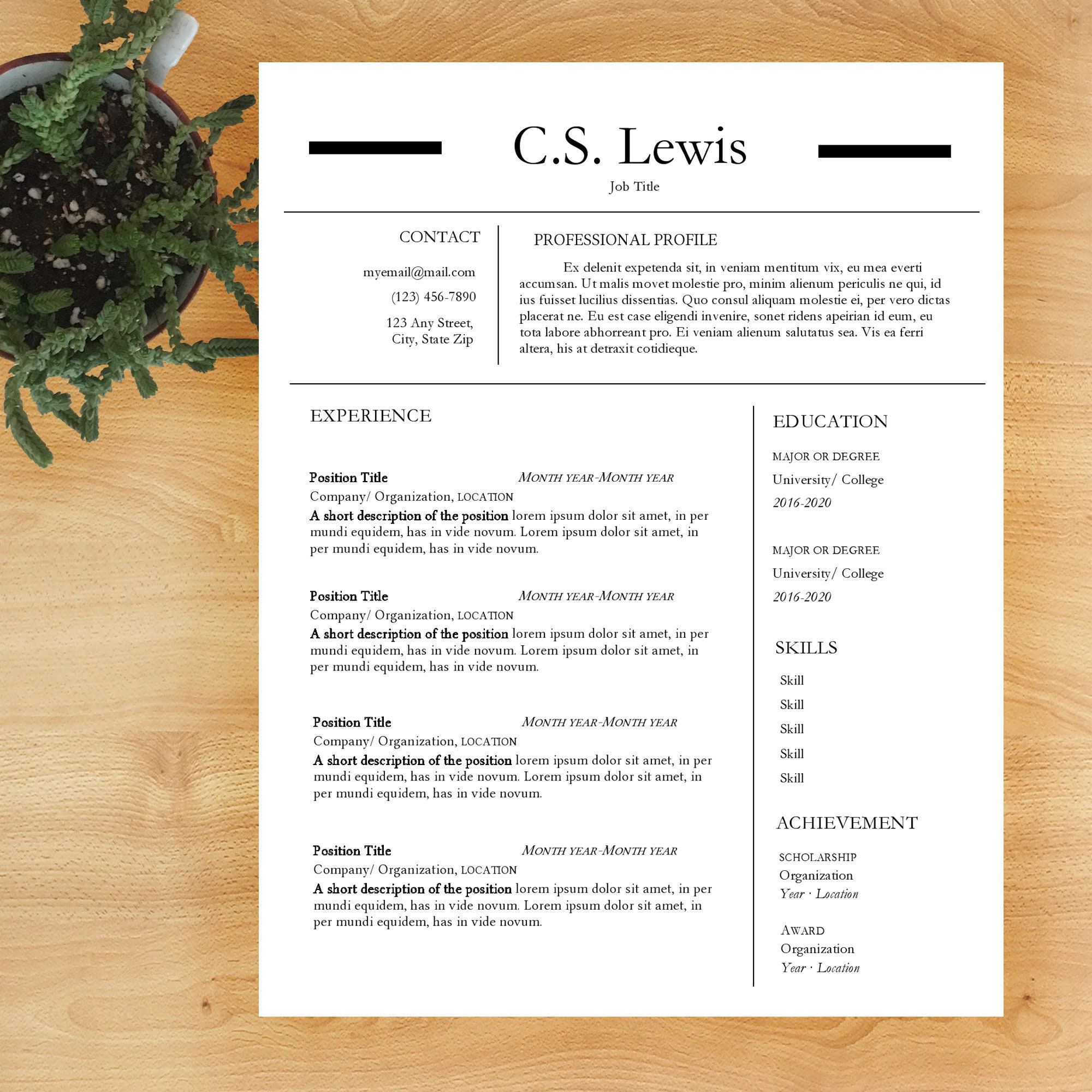 Digital Resume Template Professional Modern Simple Resume Etsy Singapore Digital Resume Template Professional Modern Simple Resume Etsy Singapore