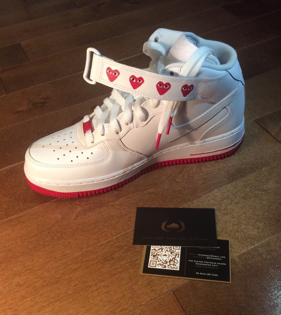 Nike AF1 Mid's x CDG OG Customs with Sole | Etsy