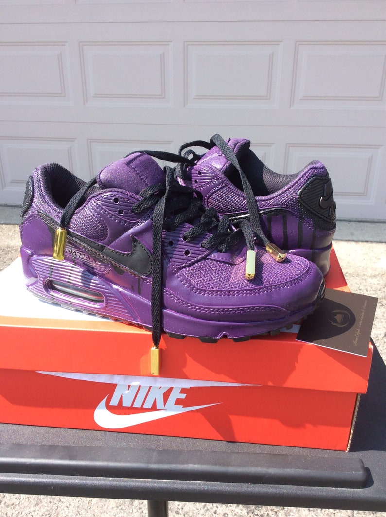 Nike Air Max 90 Ltr Grapeblack Drip Customs Custom Etsy