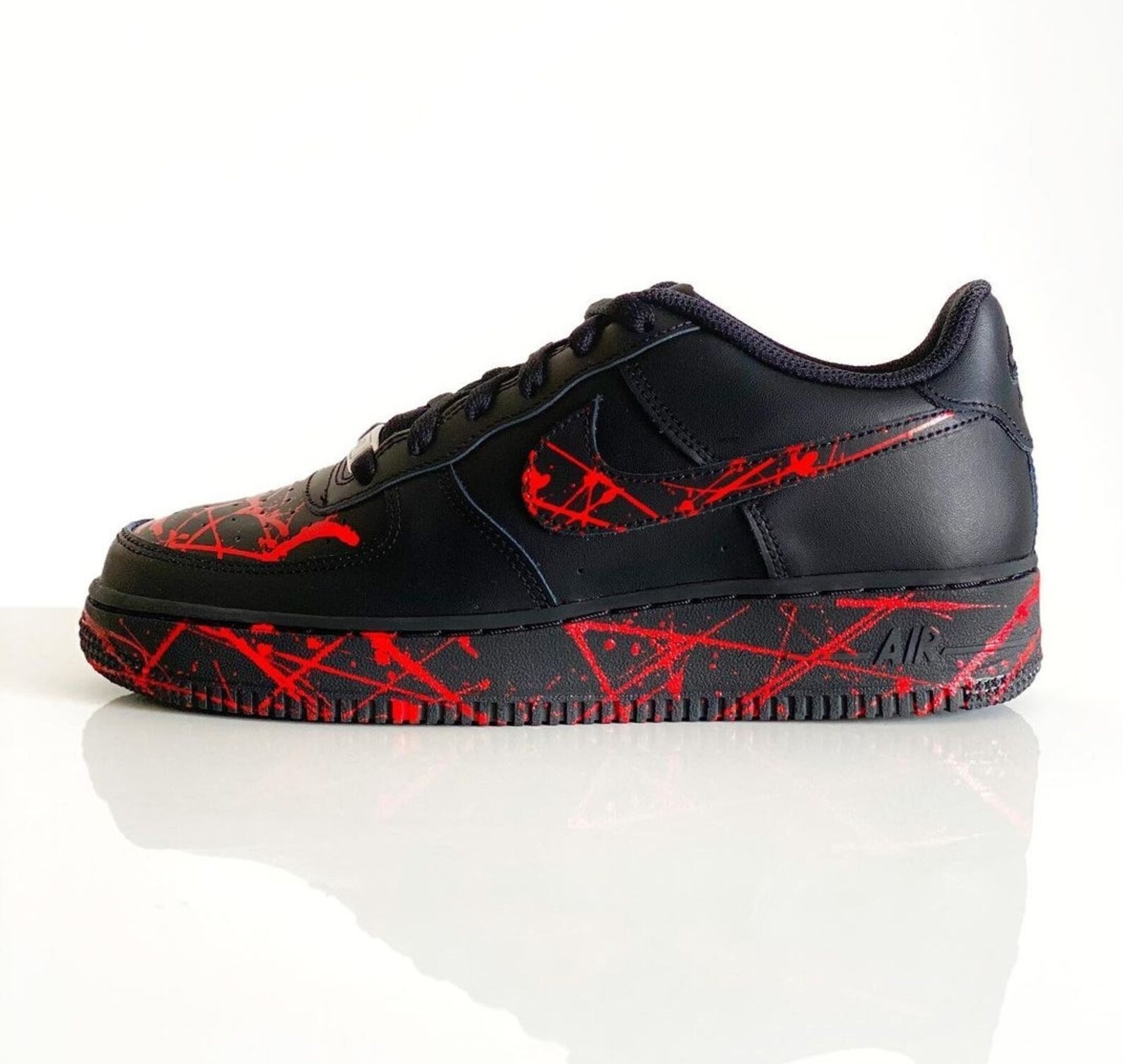 Black Nike AF1 Low's Red Splatter Customs Custom | Etsy