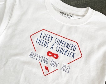 Every Superhero Needs A Sidekick Shirt, Superhero Shirt, Superhero Sidekick Shirt, Superhero Pregnancy Announcement, Big Brother Superhero