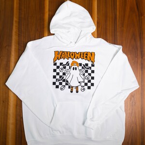 Retro Checkered Ghost Sweatshirt, Halloween Ghost Sweatshirt, Halloween Sweatshirts, Hipster Ghost Sweatshirt, Cute Halloween Sweatshirt