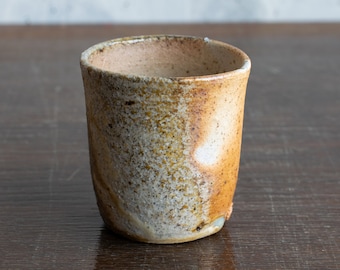 Rustic wood fired ceramic glass / unglazed stoneware water glass / hidasuki anagama fired guinomi / gift for tea lover