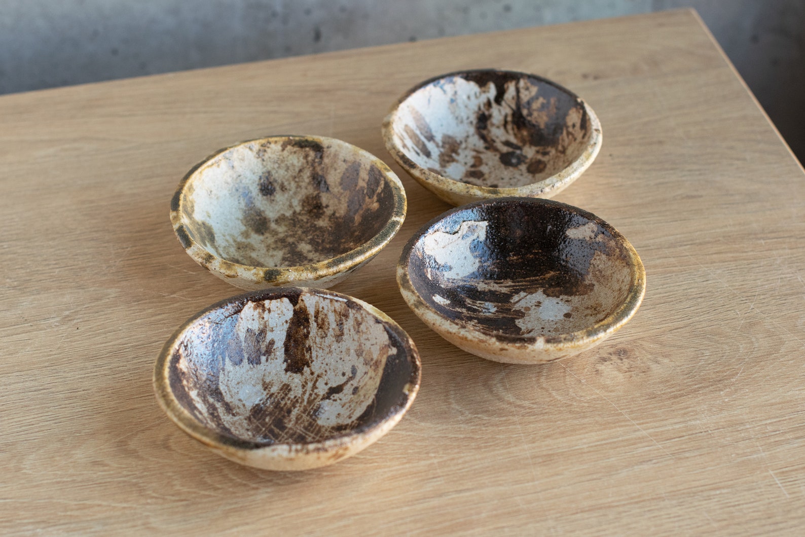 Set of Four Stoneware Tapas Bowl Rustic Ashglazed Pottery Etsy