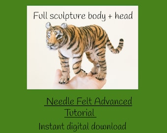 May include: Needle felting tutorial for creating a full sculpture of a tiger, including the body and head. The tutorial is an instant digital download.