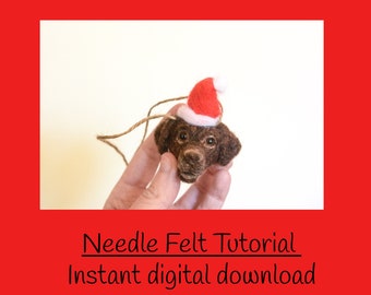 Naaldvilte tutorial Jingle the santa pup kerstversiering