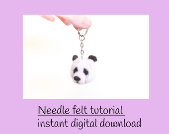 Descarga digital del tutorial de panda de fieltro de aguja