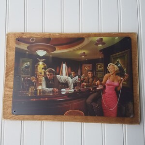 Vintage Nostalgic Metal Sign / Java Dreams with James Dean Marilyn Monroe Elvis Presley and Humphrey Bogart / 12"x 8" sign / Man Cave / Bar