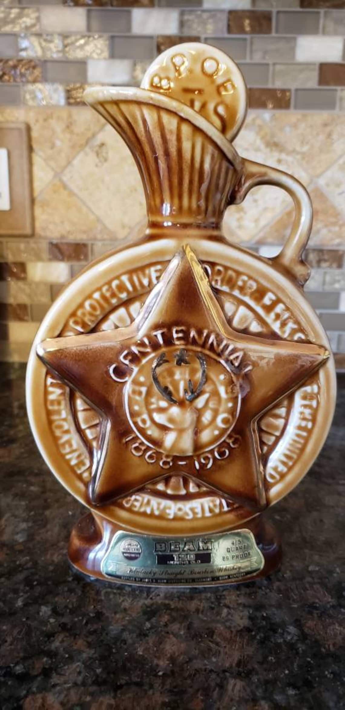 JIM BEAM Collectible Decanter/ Elks Lodge Centennial Whiskey Bottle