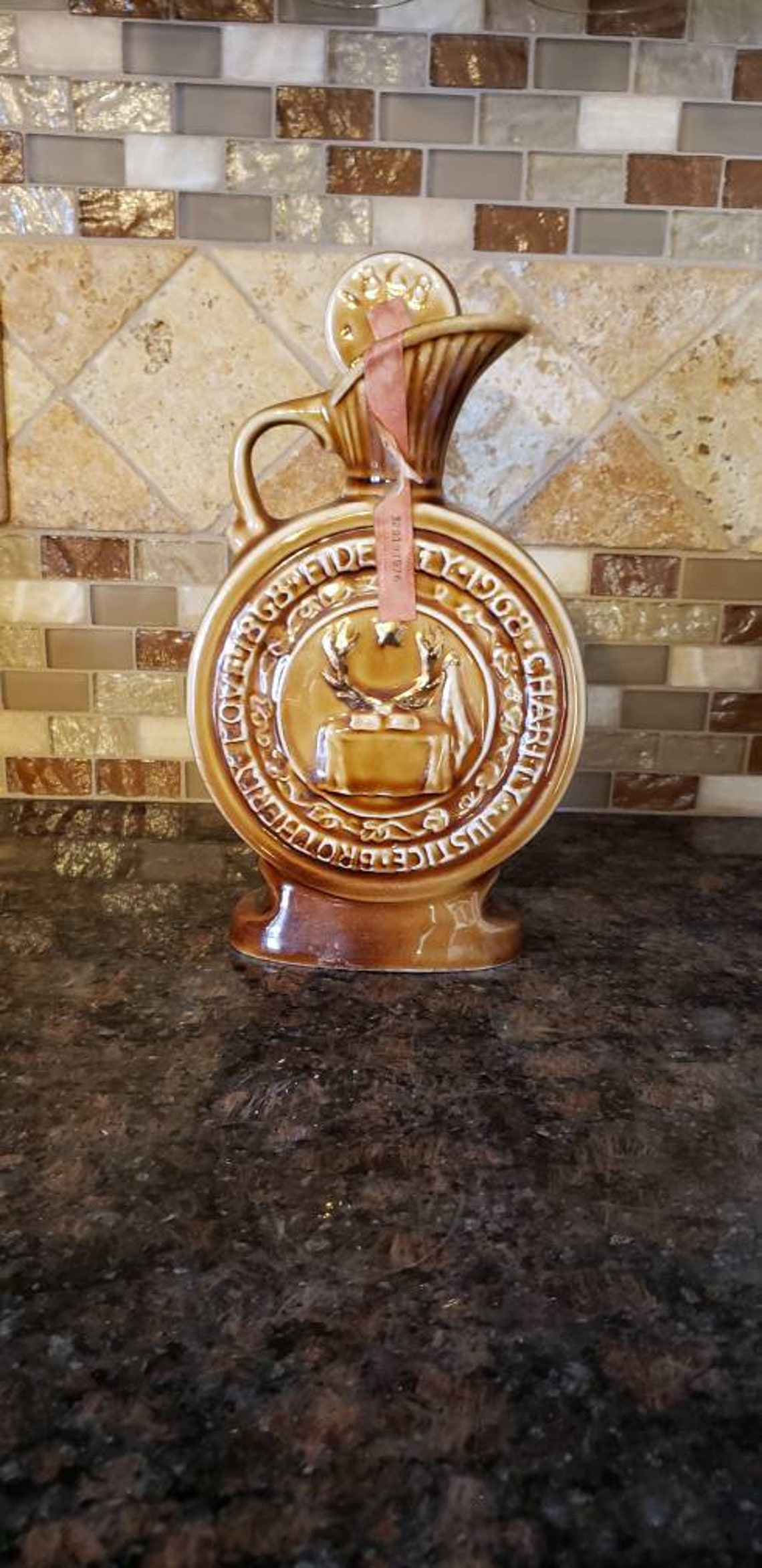 JIM BEAM Collectible Decanter/ Elks Lodge Centennial Whiskey Bottle / Collectible BPOE Elks