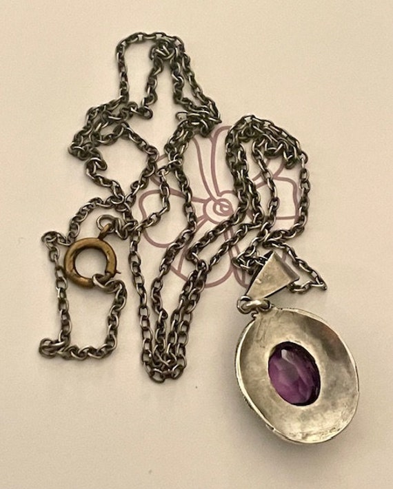 Vintage Amethyst and Sterling Pendant and Chain - image 10