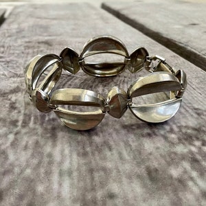 Modernist Silver Tone Link Bracelet - Vintage