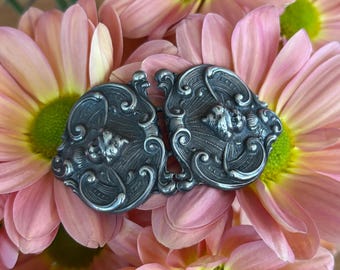 Art Nouveau Sterling Cherubs with Wings Sash Belt Buckle - Antique