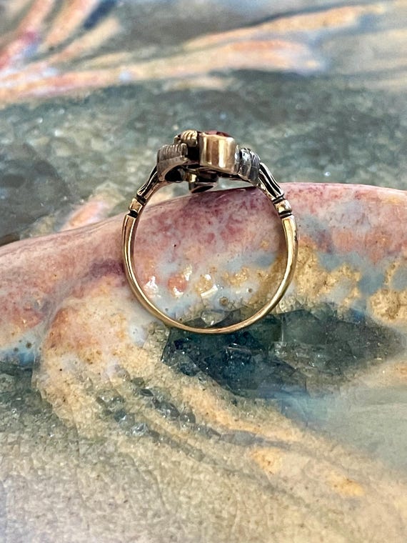 Victorian 18K Diamond and Ruby Navette Ring - Ant… - image 10