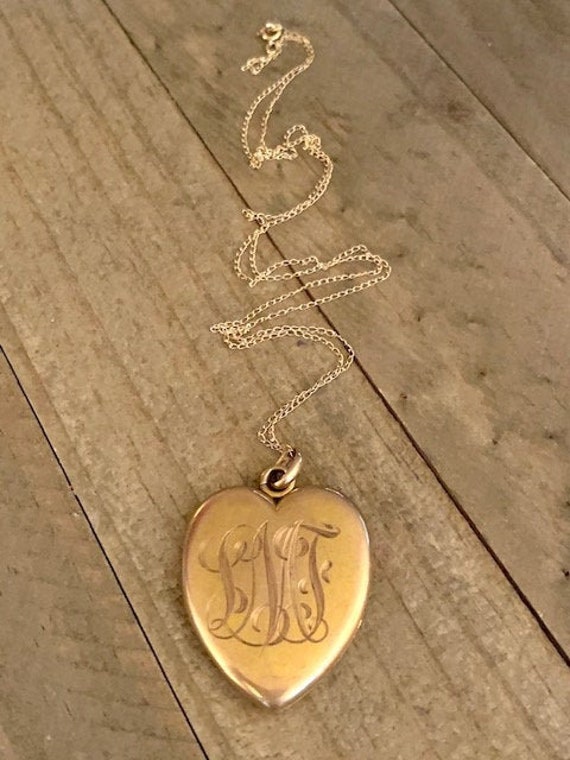 Victorian Engraved 14k Gold Heart Locket