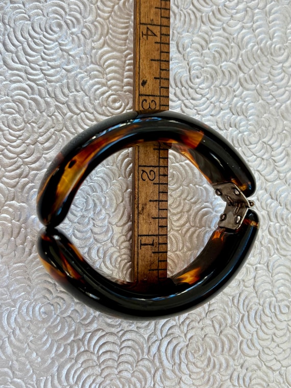 Bakelite Clamper Tortoiseshell Hinged Bangle Brac… - image 6