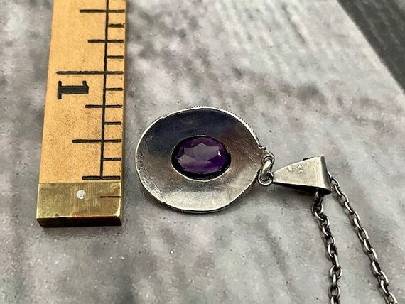 Vintage Amethyst and Sterling Pendant and Chain - image 9