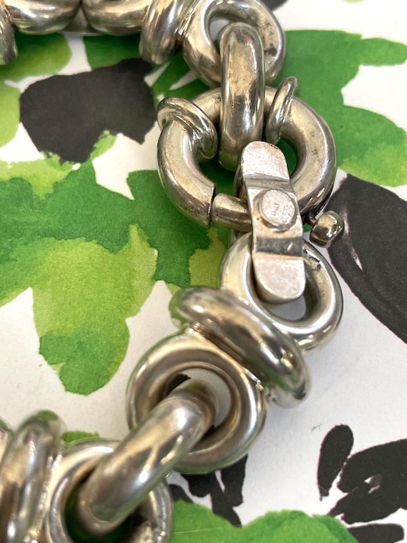 Italy Sterling Silver Chunky Double Loop Link Bra… - image 4