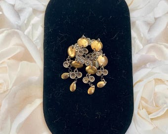 Broche Ancienne De Mariage Norvégienne - Argent & Vermeil - Poinçon Solje - 57x42mm