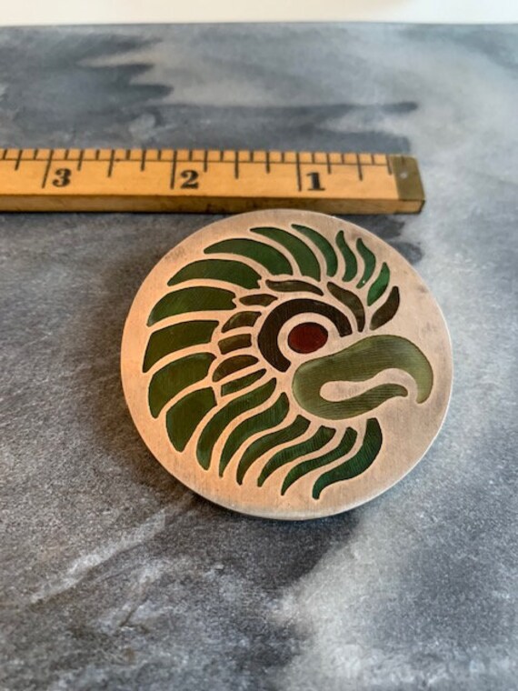 Vintage Sterling Cut Out Glass Eagle Brooch Pin - image 6